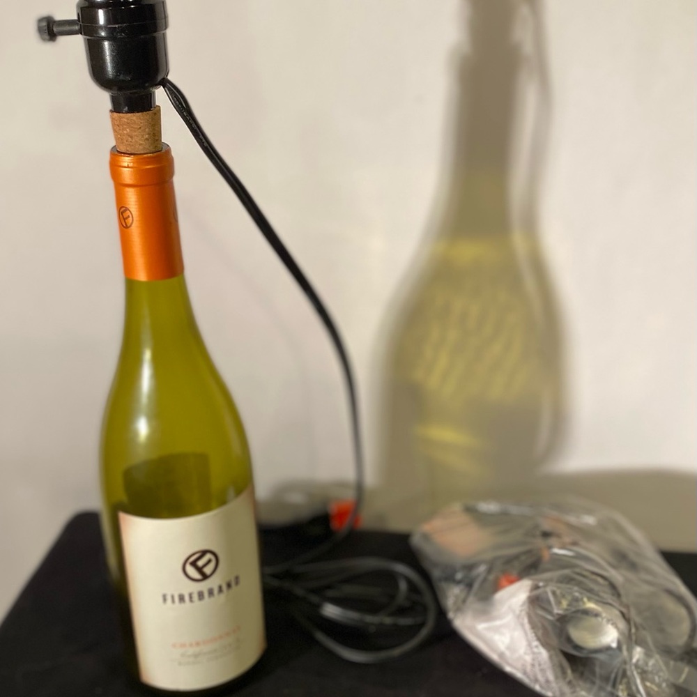 Corked wine bottle lamp assembly set of two ￼